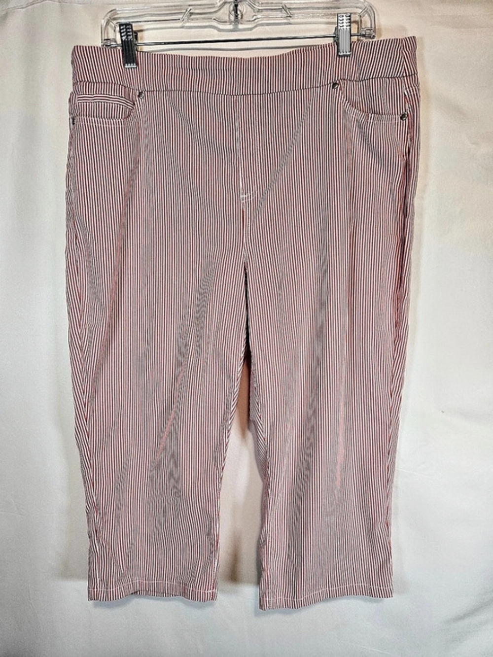 Mario Serrani Comfort Stretch Capri Pants Red & White XL